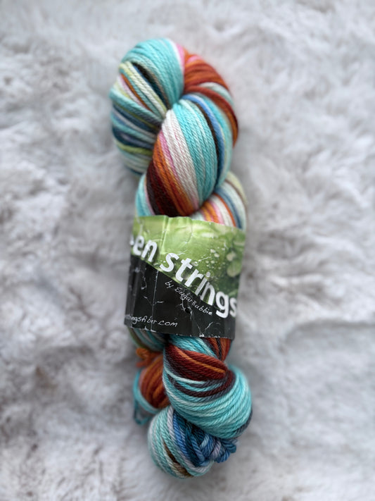 *DESTASH green strings // koto with pink // worsted